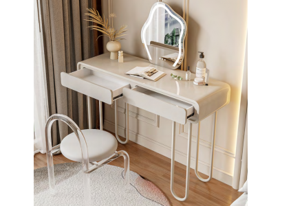 White dressing table with drawers, luxury vanity table