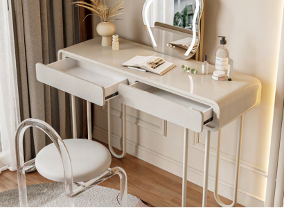 White dressing table with drawers, luxury vanity table