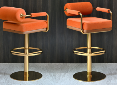 Orange barstool stainless steel seat noble single-seater modern lounge furniture