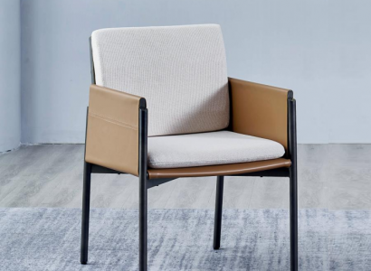 White-Beige Armchair Designer Chairs Upholstered Furniture Modern Furniture