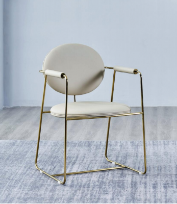 White dining room chair designer stainless steel chair single-seater modern furniture