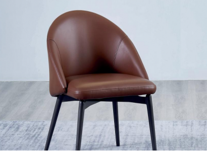 Brown leather chair designer single-seater modern dining room wooden chairs