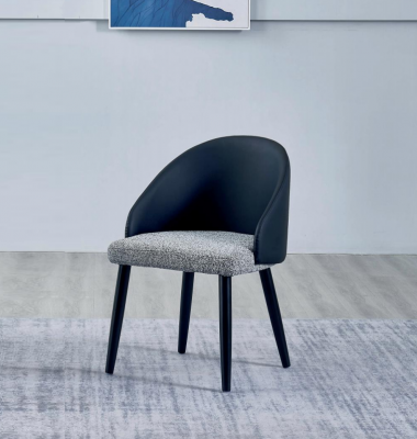 Gray-Blue Dining Chair Luxurious Single-Seater Upholstered Furniture Wooden Chairs