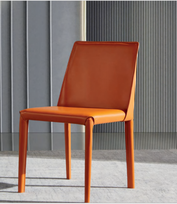 Orange faux leather chair dining room furniture modern chairs wooden frame new