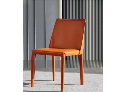 Orange faux leather chair dining room furniture modern chairs wooden frame new