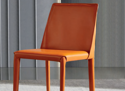 Orange faux leather chair dining room furniture modern chairs wooden frame new