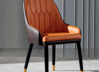 Brown-Orange Dining Chairs Designer Wooden Chairs Modern Armchair