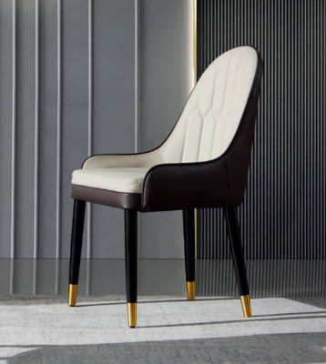 Black and white dining room chair design, faux leather chairs, modern wooden chairs