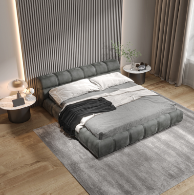 Low Grey Bedroom Bed Designer Double Bed Modern Style