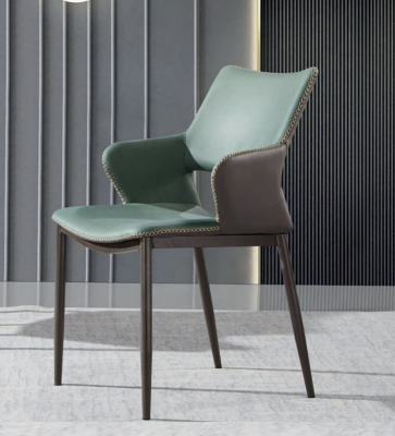 Brown-Green Wooden Dining Room Chairs Designer Wooden Chair Modern Armchairs