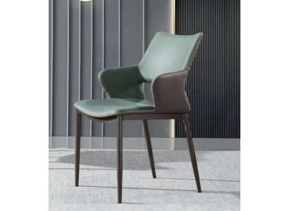 Brown-Green Wooden Dining Room Chairs Designer Wooden Chair Modern Armchairs