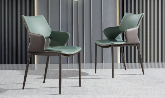 Brown-Green Wooden Dining Room Chairs Designer Wooden Chair Modern Armchairs