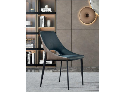 Blue Faux Leather Chair Textile Dining Room Seating Upholstered Chairs Single Seater