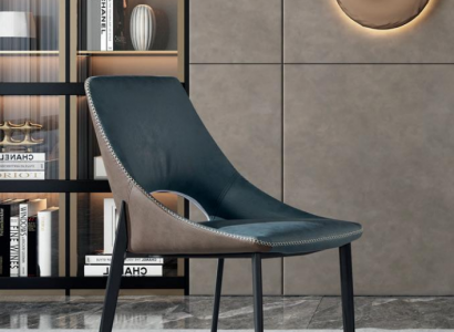 Blue Faux Leather Chair Textile Dining Room Seating Upholstered Chairs Single Seater