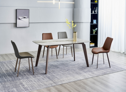 Designer kitchen table, modern dining room furniture, dining table, 4x chairs, 5-piece set