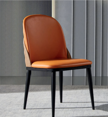 Orange chair dining room furniture designer single-seater wood textile chairs
