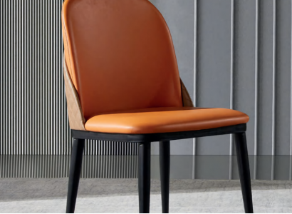 Orange chair dining room furniture designer single-seater wood textile chairs
