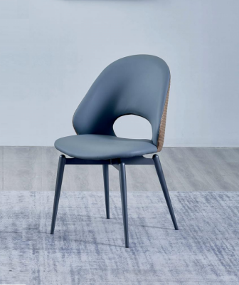 Gray single-seat designer dining upholstered chairs luxury wood furniture new