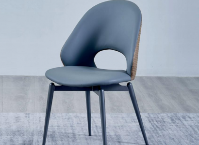 Gray single-seat designer dining upholstered chairs luxury wood furniture new