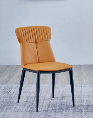 Brown dining chairs, designer faux leather, single-seaters, noble wooden chairs.