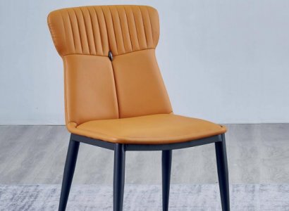 Brown dining chairs, designer faux leather, single-seaters, noble wooden chairs.