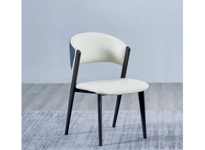 White dining chair luxury textile single-seater leather chairs wooden frame