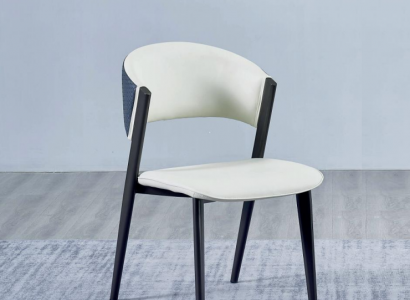 White dining chair luxury textile single-seater leather chairs wooden frame