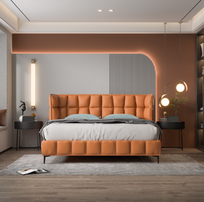 Oranges double bed bedroom furniture textile beds wooden frame stylish