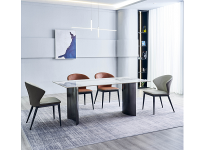 Dining room furniture white dining table 4x faux leather chairs luxury single-seater