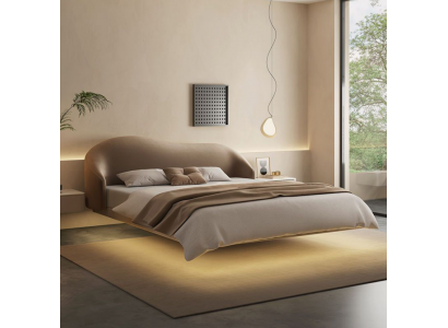 Beige wall bed designer bedroom beds luxury double beds wood