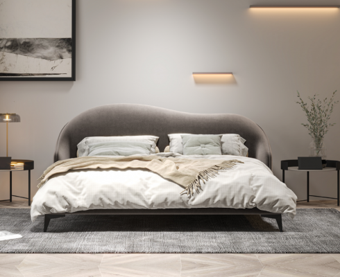 Gray textile bed bedroom beds luxury double beds stylish furniture