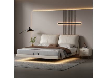 White bedroom wall bed designer leather double beds wood frame