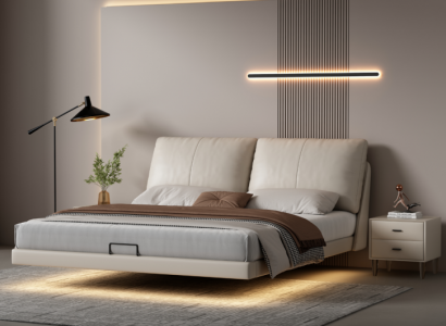 White bedroom wall bed designer leather double beds wood frame