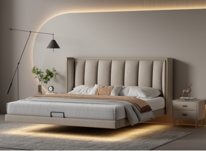 White bedroom double bed designer luxury furniture wooden frame beds