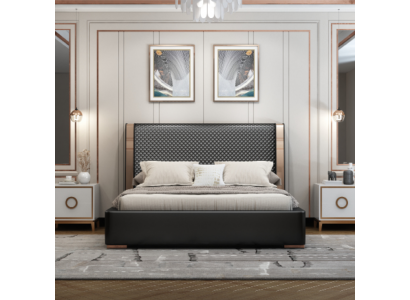 Bedroom beds gray leather bed modern furniture wooden frame beds