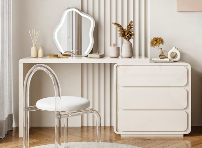 White Modern Dressing Table Designer Vanity Table With Drawers New