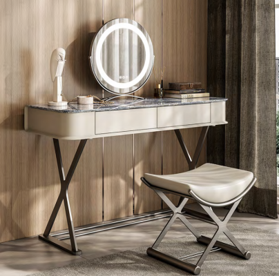 Beige Makeup Table Design Bedroom Furniture Luxury Wooden Makeup Tables