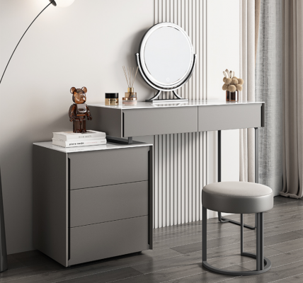 Gray dressing table designer bedroom furniture wood luxury vanity table
