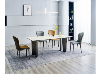 Dining room set Stylish dining table Kitchen chairs 4x faux leather chairs