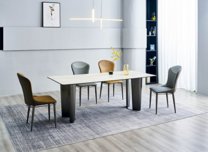 Dining room set Stylish dining table Kitchen chairs 4x faux leather chairs