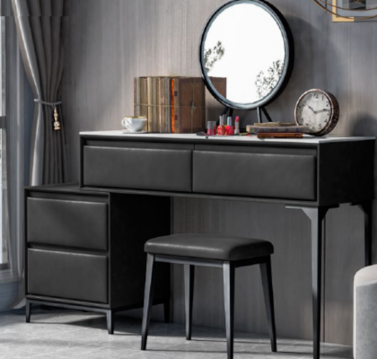 Bedroom dressing table vanity black and drawers chair