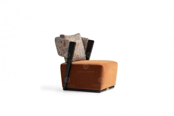 Suit armchairs fabric side tables shelves set 4-piece living room orange