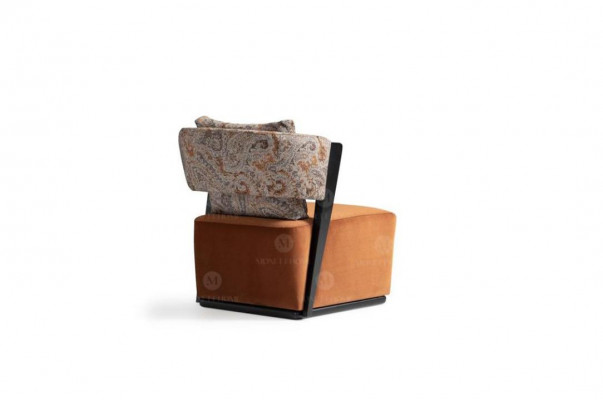 Suit armchairs fabric side tables shelves set 4-piece living room orange