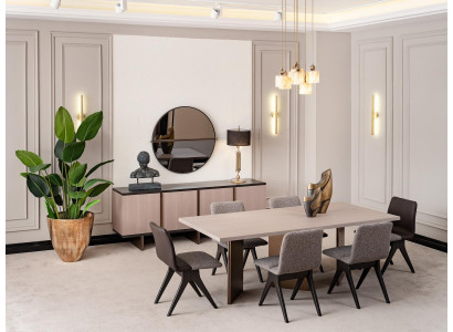Dining room dining set dining room furniture dining table dining nook 9-piece wood beige.