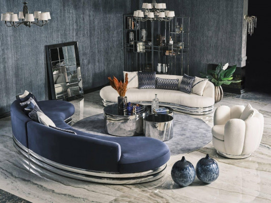 Complete sofa set fabric sofa upholstered sofa couch blue set sofa 3-piece