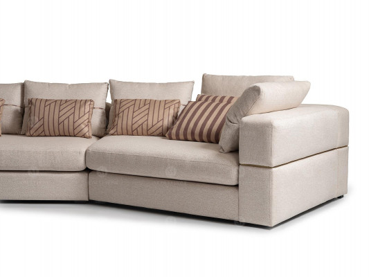 Set of furniture: corner sofa, armchair, fabric sofa, TV lowboard, beige, modern 3-piece set.