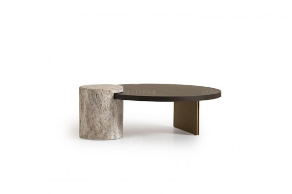 Living room set three-seater coffee tables 4-piece fabric sofa beige wood