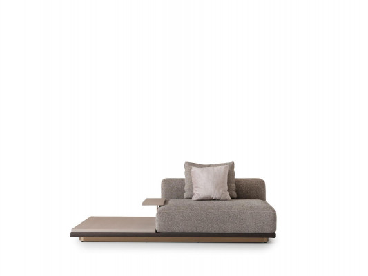 Living room set with four-seater sofa and five-piece coffee table set in gray
