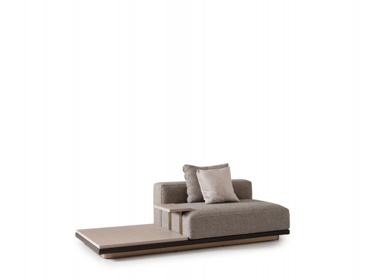 Living room set with four-seater sofa and five-piece coffee table set in gray