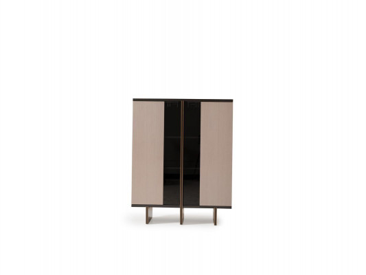 Bar cabinet group, display cabinet, armchair, wood, beige cabinet, living room, 2-piece set